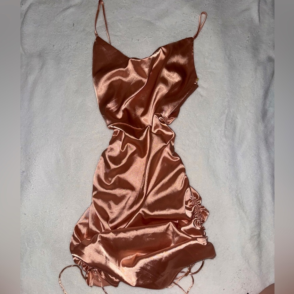 Pink cowl satin dress